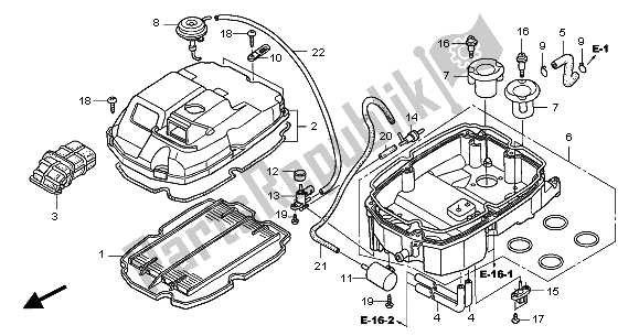 All parts for the Air Cleaner of the Honda VFR 800 FI 2001