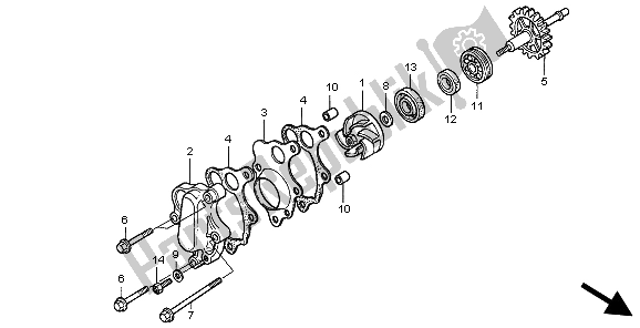 Alle onderdelen voor de Waterpomp van de Honda CR 500R 1999