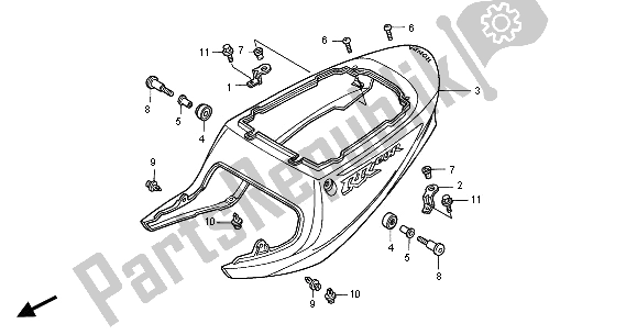 All parts for the Rear Cowl of the Honda CBR 900 RR 2001