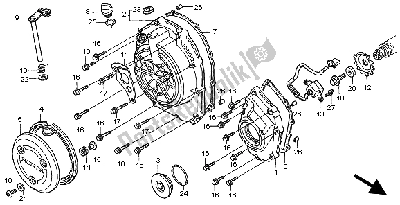 Alle onderdelen voor de Rechter Carterdeksel van de Honda CBR 900 RR 1998