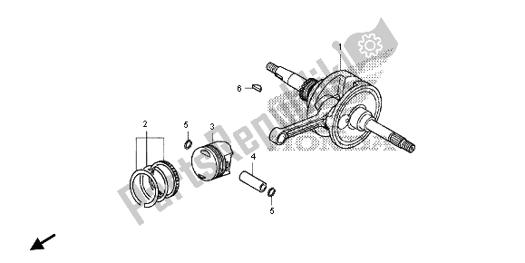 All parts for the Crankshaft & Piston of the Honda SH 125 AD 2013