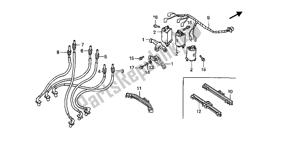 All parts for the Ignition Coil of the Honda GL 1500 1989