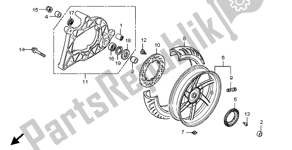 All parts for the Rear Wheel & Swingarm of the Honda SH 300A 2010