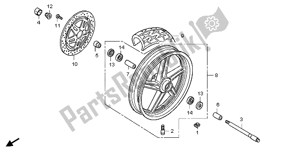 Tutte le parti per il Ruota Anteriore del Honda VTR 250 2009