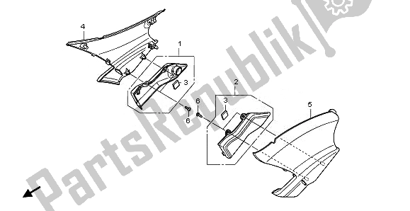 All parts for the Side Cover of the Honda NT 700V 2008