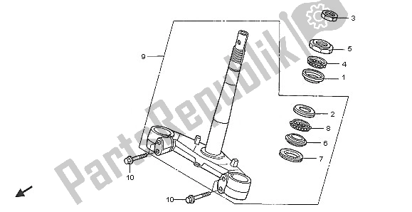 All parts for the Steering Stem of the Honda SH 125 2005