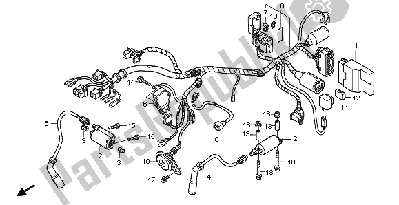 All parts for the Wire Harness & Ignition Coil of the Honda VT 125C 2003