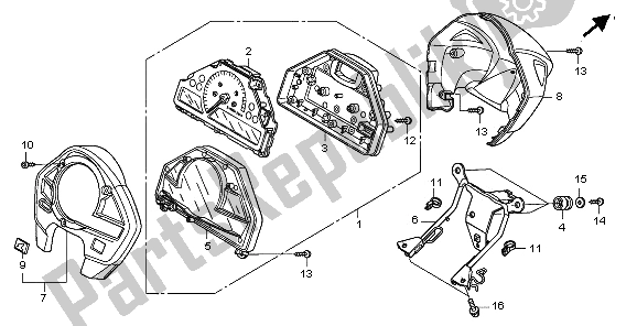 All parts for the Meter (mph) of the Honda CB 600 FA Hornet 2009