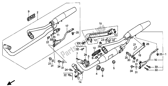 Tutte le parti per il Silenziatore Di Scarico del Honda VT 600 CM 1991