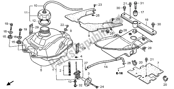 Todas las partes para Depósito De Combustible de Honda TRX 250 EX Sporttrax 2003