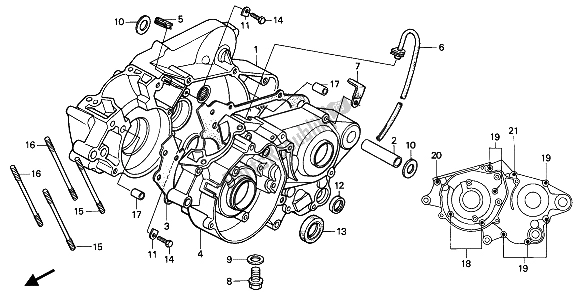 All parts for the Crankcase of the Honda CR 80R 1990