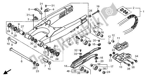 All parts for the Swingarm of the Honda CRF 450R 2002