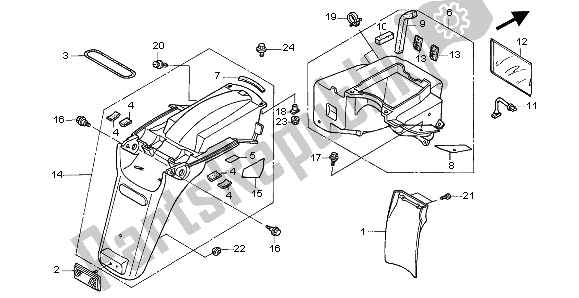 Tutte le parti per il Parafango Posteriore del Honda XL 650V Transalp 2003