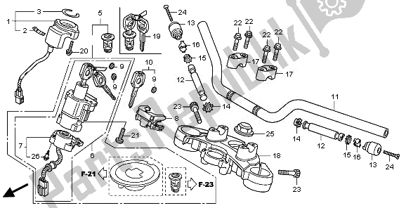 Toutes les pièces pour le Tuyau De Poignée Et Pont Supérieur du Honda CBF 1000 FSA 2010