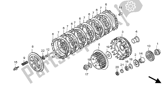 Alle onderdelen voor de Koppeling van de Honda NX 650 1998