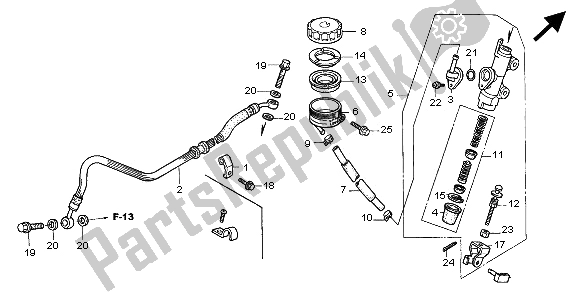 All parts for the Rr. Brake Master Cylinder of the Honda VTR 1000 SP 2000