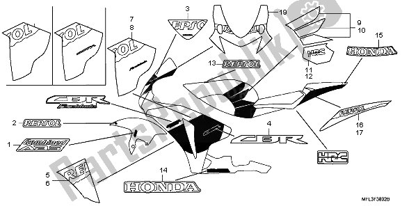 All parts for the Stripe & Mark of the Honda CBR 1000 RA 2009