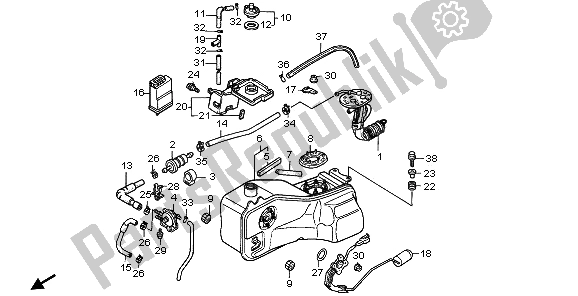 Todas las partes para Depósito De Combustible de Honda GL 1500 SE 1995