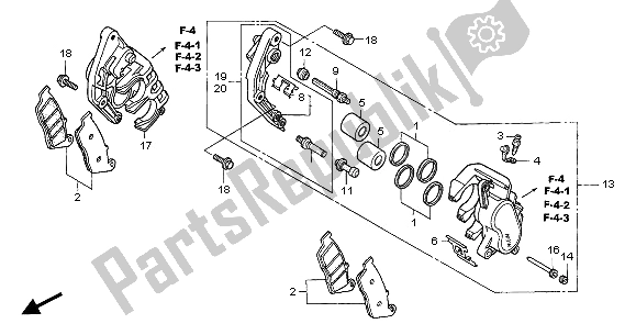 All parts for the Front Brake Caliper of the Honda CB 600F Hornet 2006