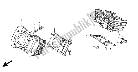 Todas as partes de Cilindro do Honda VT 125C 2004