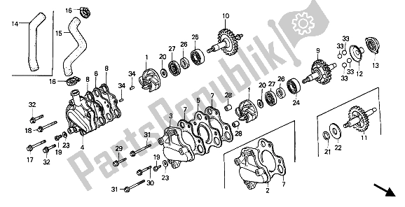 Todas las partes para Bomba De Agua de Honda CR 125R 1988