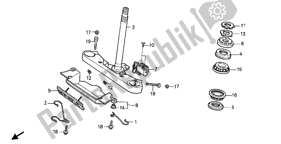 All parts for the Steering Stem of the Honda VT 1100C 1994