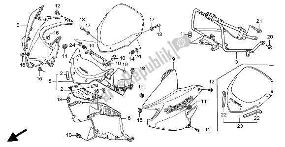 Tutte le parti per il Cappuccio del Honda XL 125V 2004