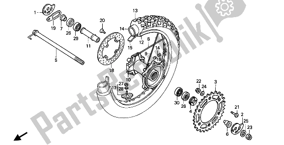 Todas las partes para Rueda Trasera de Honda XR 600R 1992