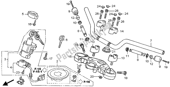 All parts for the Handle Pipe & Top Bridge of the Honda CBF 600N 2006