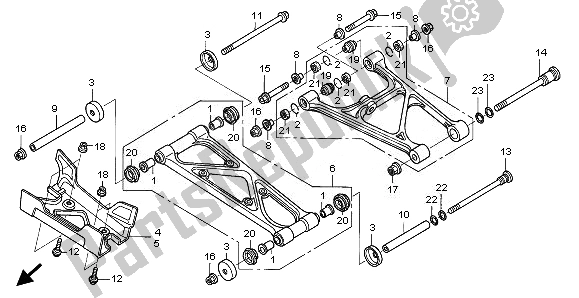 All parts for the Rear Arm of the Honda TRX 680 FA Fourtrax Rincon 2008