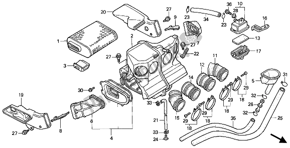 All parts for the Air Cleaner of the Honda CBR 1000F 1991