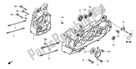 All parts for the Crankcase of the Honda PES 125R 2009