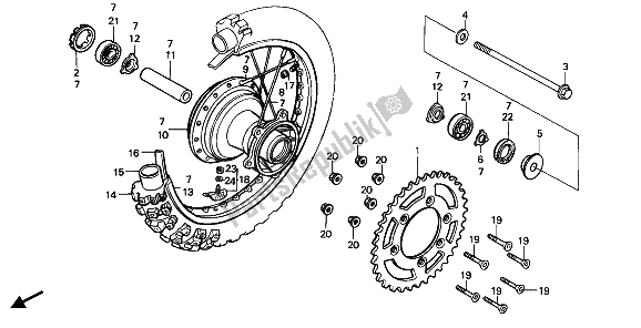 Tutte le parti per il Ruota Posteriore del Honda CR 125R 1985