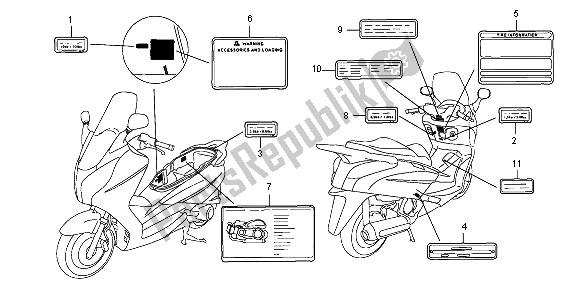 Todas las partes para Etiqueta De Precaución de Honda FES 150 2009