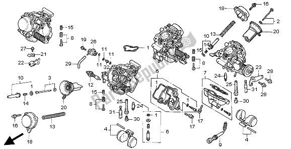 All parts for the Carburetor (component Parts) of the Honda VFR 750F 1997