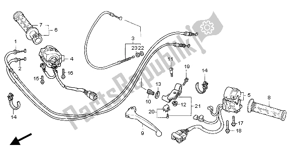 All parts for the Handle Lever & Switch & Cable of the Honda CBR 600 RR 2004