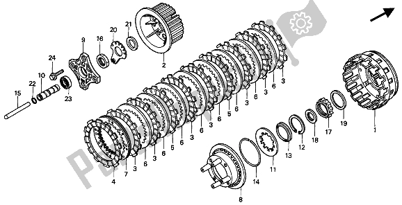 All parts for the Clutch of the Honda GL 1500 SE 1994