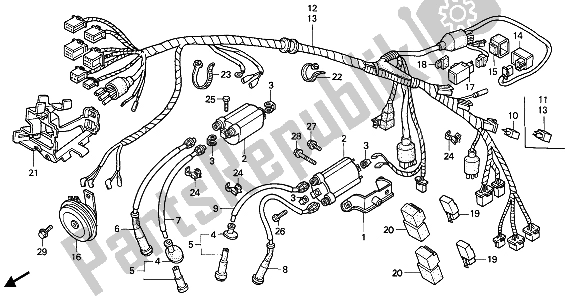 All parts for the Wire Harness of the Honda VT 600C 1988