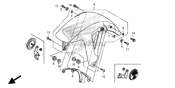 All parts for the Front Fender of the Honda NC 700S 2012
