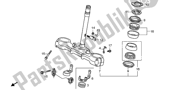 All parts for the Steering Stem of the Honda XR 600R 1998