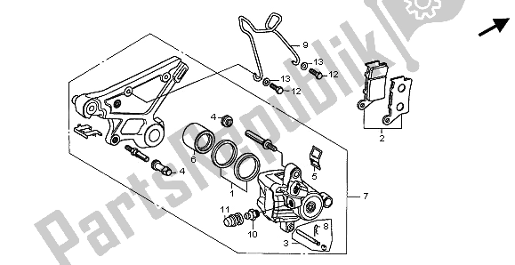 All parts for the Rear Brake Caliper of the Honda CB 500 2002