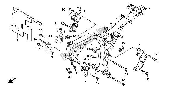 All parts for the Frame Body of the Honda CB 600F Hornet 2003