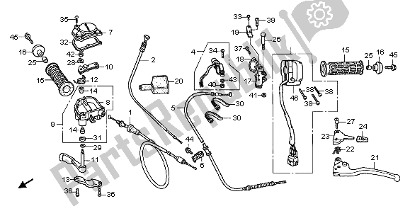 Todas las partes para Manejar Palanca E Interruptor Y Cable de Honda TRX 500 FA Fourtrax Foreman 2004