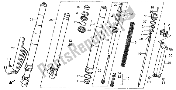 Todas las partes para Tenedor Frontal de Honda CR 80R SW 2000