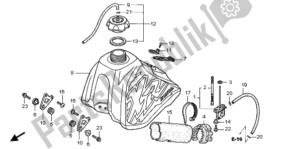 All parts for the Fuel Tank of the Honda XR 400R 2002