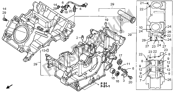 All parts for the Crankcase of the Honda VTR 1000 SP 2006