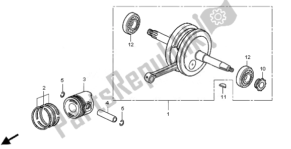 All parts for the Crankshaft & Piston of the Honda CRF 50F 2010