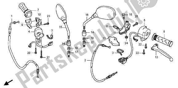 All parts for the Handle Lever & Switch & Cable of the Honda CBF 125M 2013