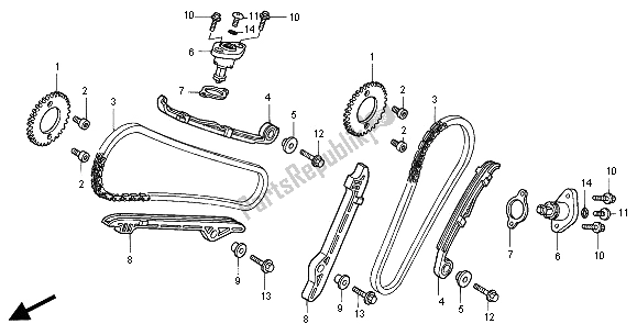 Alle onderdelen voor de Nokkenketting & Spanner van de Honda VT 125C2 2000