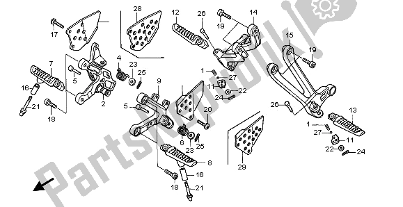 Toutes les pièces pour le étape du Honda VTR 1000 SP 2002